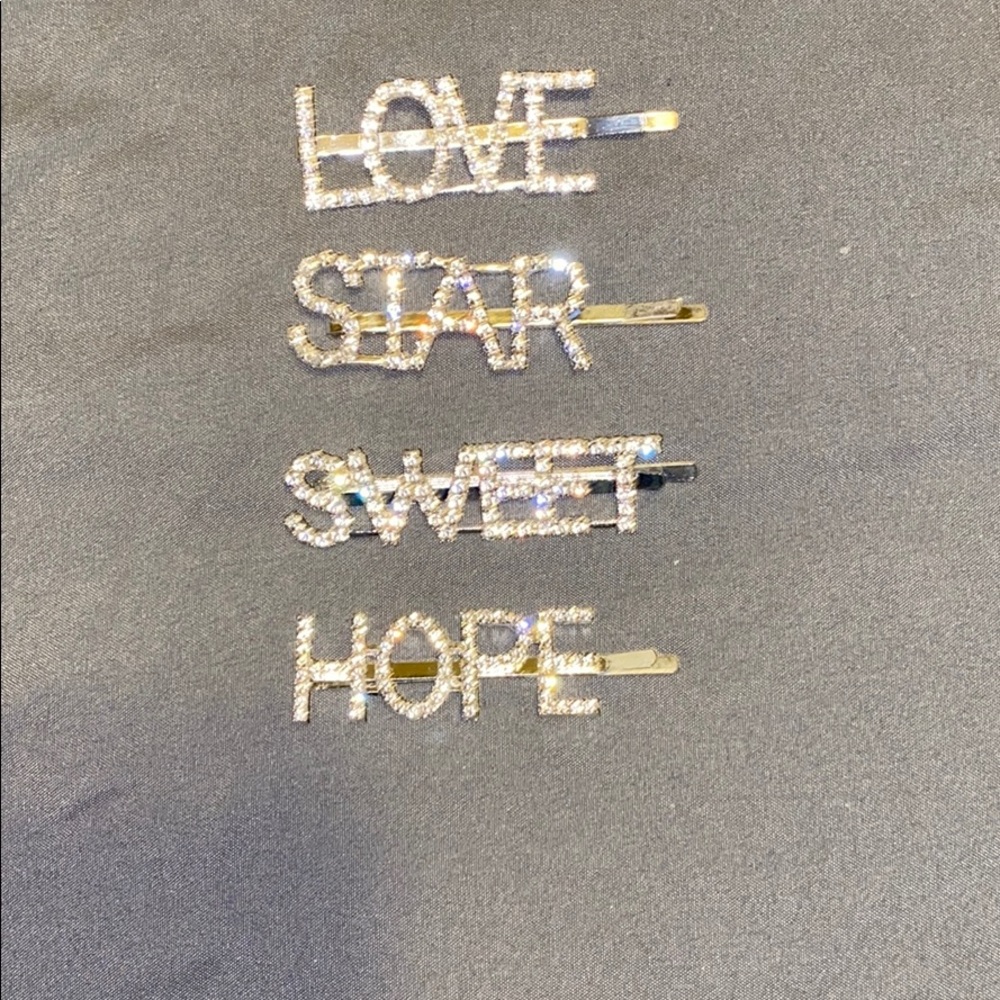 Silver diamond hair clips